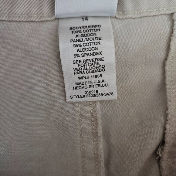 💥Duo Maternity Cotton Stretch Knit Tummy Panel Pull On Beige Denim Pants - Picture 4 of 6